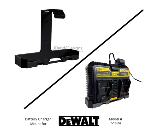 MOUNT for DCB102 Dual Dewalt Battery Charger- Double Dewalt Wall Mount for 12v/20vBattery Charger- Charger not included