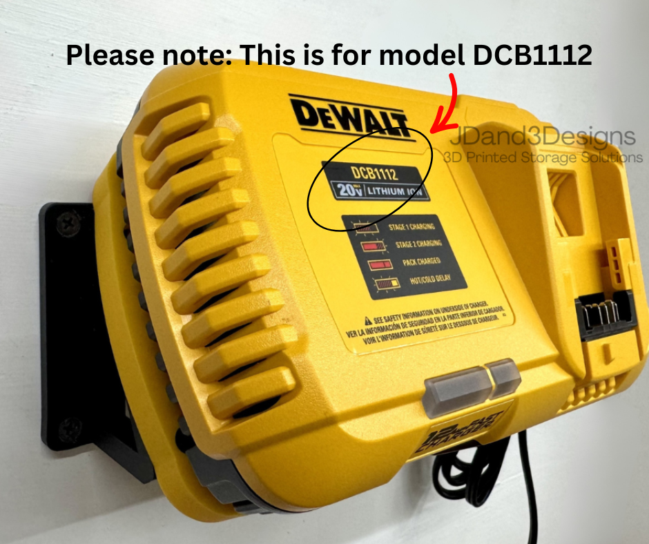 MOUNT for DCB1112 Dewalt Battery Fast Charger- Dewalt Wall Mount for 20v Fast Charger