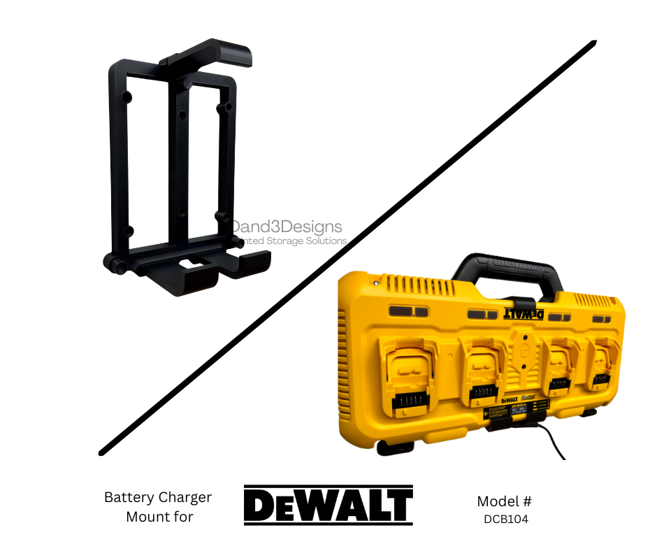 MOUNT for DCB104 Fast Dewalt Battery Charger w/ REMOVABLE top and bottom clamps- Dewalt Wall Mount