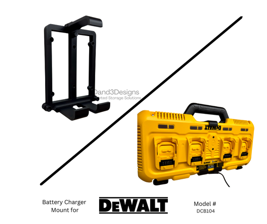 MOUNT for DCB104 Fast Dewalt Battery Charger w/ REMOVABLE top and bottom clamps- Dewalt Wall Mount