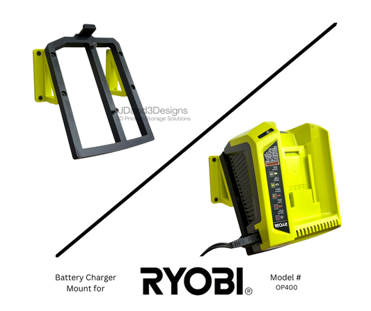 MOUNT for #OP400 Ryobi 40V Battery Charger - Wall Mounted Charger/Battery Holder