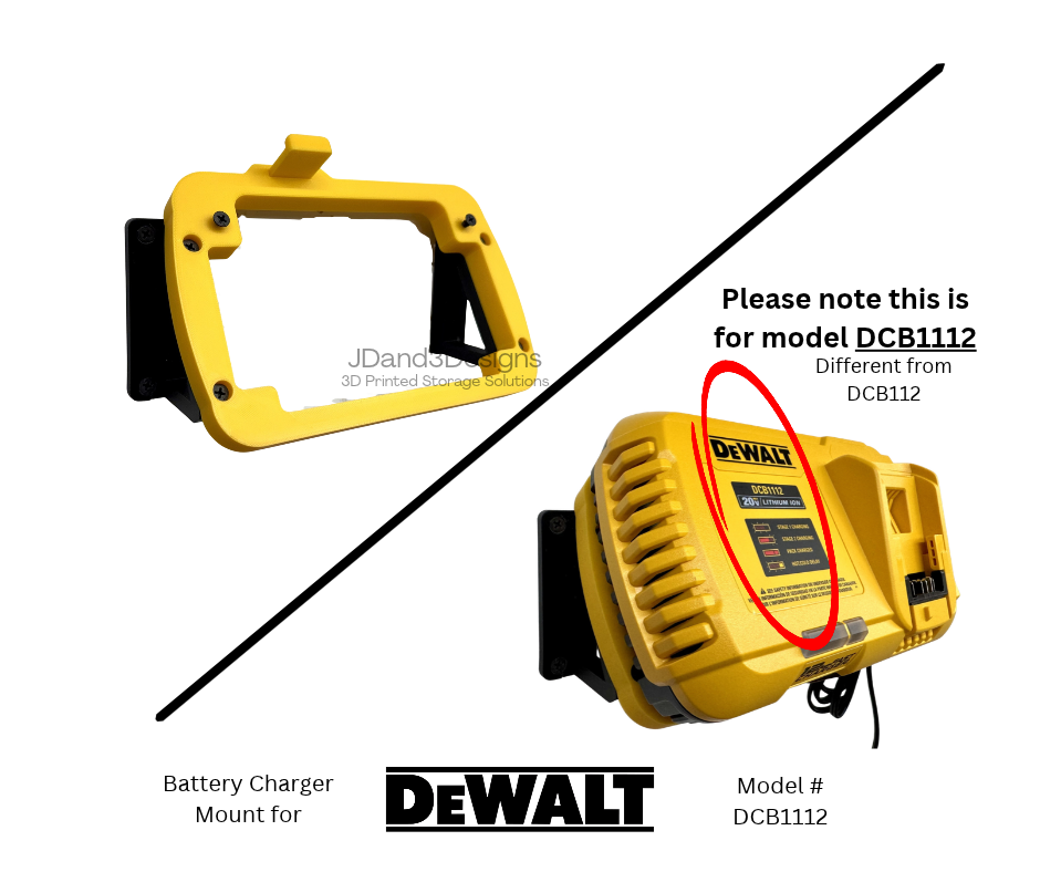 MOUNT for DCB1112 Dewalt Battery Fast Charger- Dewalt Wall Mount for 20v Fast Charger