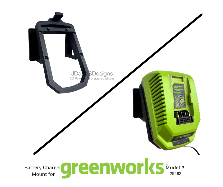 MOUNT for Greenworks Battery Charger Model #29482 w/ Removable Top Clamp