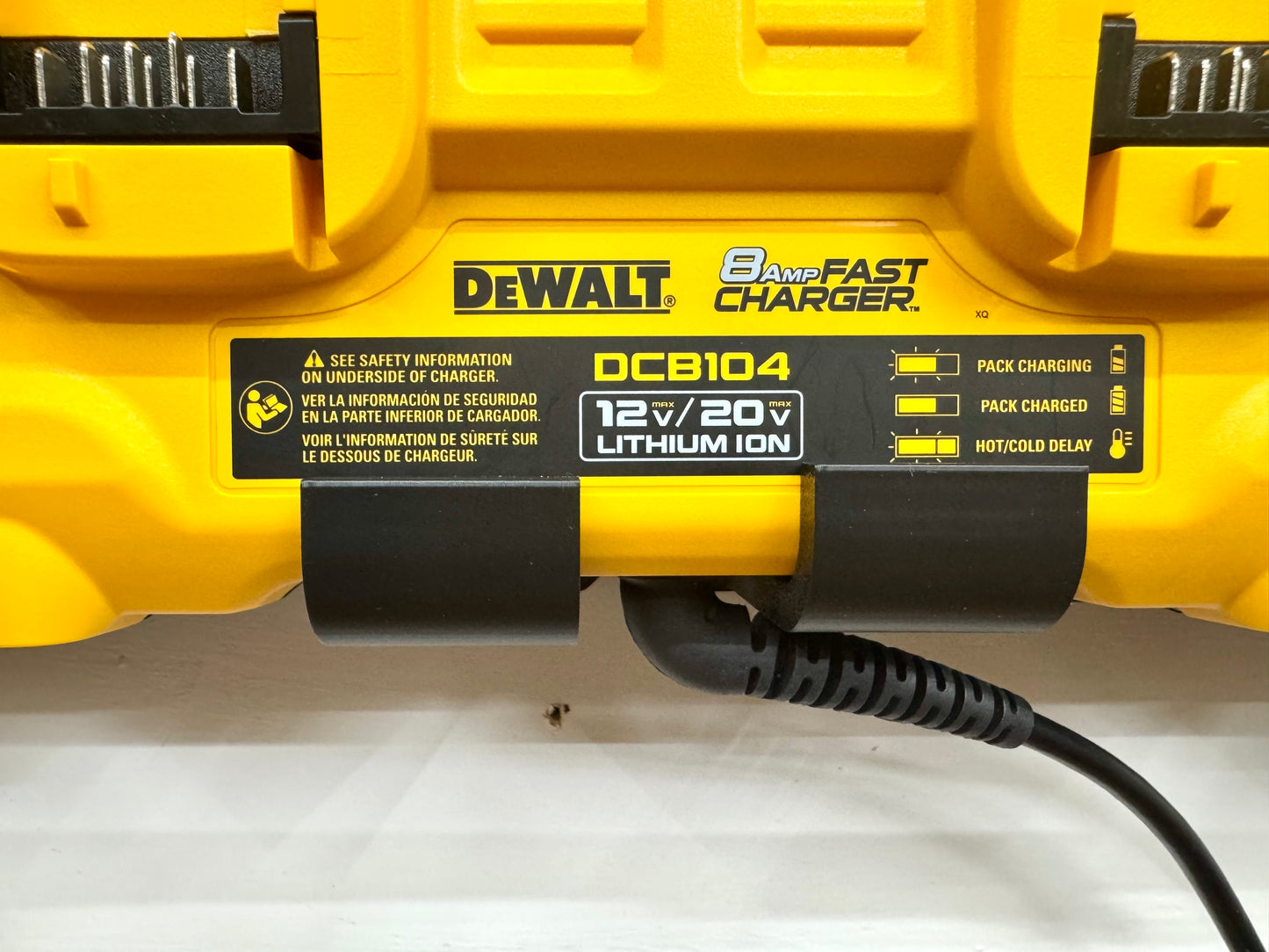 MOUNT for DCB104 Fast Dewalt Battery Charger w/ REMOVABLE top and bottom clamps- Dewalt Wall Mount