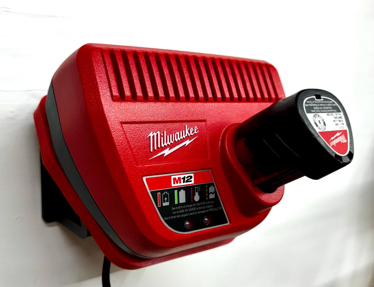 MOUNT for M12 Milwaukee Battery Charger- Wall Holder for Chargers