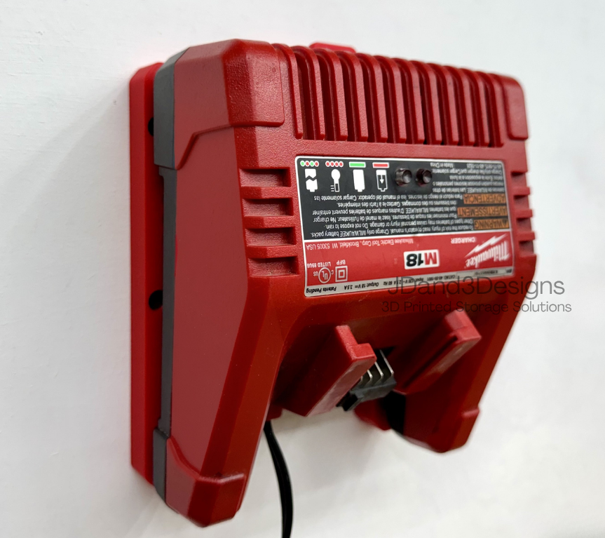 MOUNT for Milwaukee Battery Charger- Model #48-59-1801 w/ Removable Top Clamp- Wall Holder for Chargers