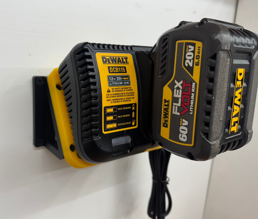 MOUNT for DCB112/DCB113/DCB115/DCB1104 Dewalt Battery Charger w/ removeable TOP CLAMP! - Dewalt Wall Mount for 12v/20vBattery Charger