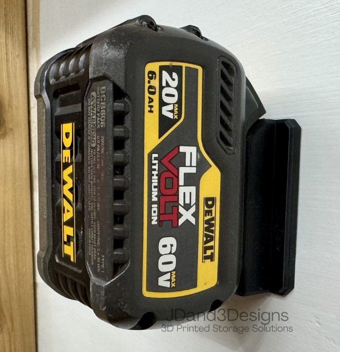 MOUNT for Dewalt 20v Batteries- Wall Mount for any 20v Dewalt Battery- Single or Double