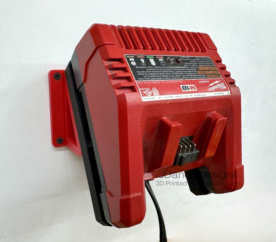 MOUNT for Milwaukee Battery Charger- Model #48-59-1801 w/ Removable Top Clamp- Wall Holder for Chargers