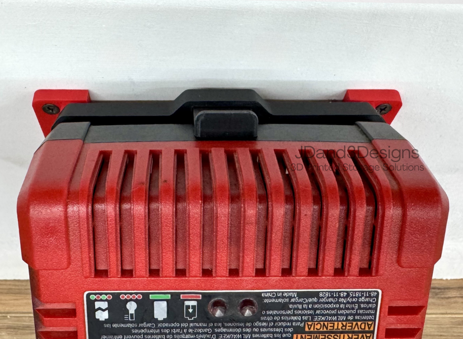 MOUNT for Milwaukee Battery Charger- Model #48-59-1801 w/ Removable Top Clamp- Wall Holder for Chargers