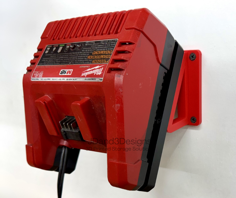 MOUNT for Milwaukee Battery Charger- Model #48-59-1801 w/ Removable Top Clamp- Wall Holder for Chargers