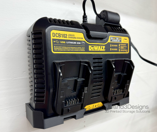 MOUNT for DCB102 Dual Dewalt Battery Charger- Double Dewalt Wall Mount for 12v/20vBattery Charger- Charger not included