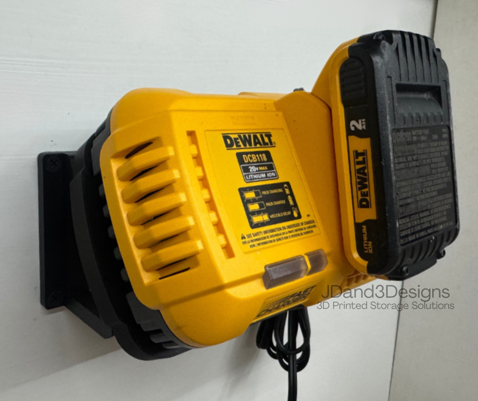 MOUNT for DCB118/DCB1106 Dewalt Battery Charger w/ removeable TOP CLAMP - Dewalt Wall Mount for 20v/60v Max Battery Charger