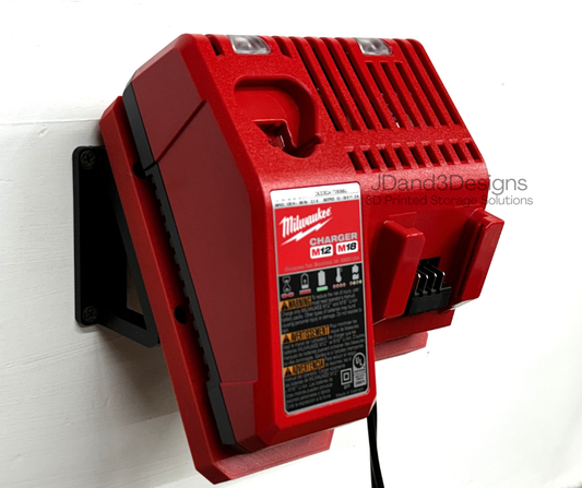 MOUNT for M12-M18 Combo Milwaukee Battery Charger w/ Removeable Top Clamp- Wall Holder for Chargers