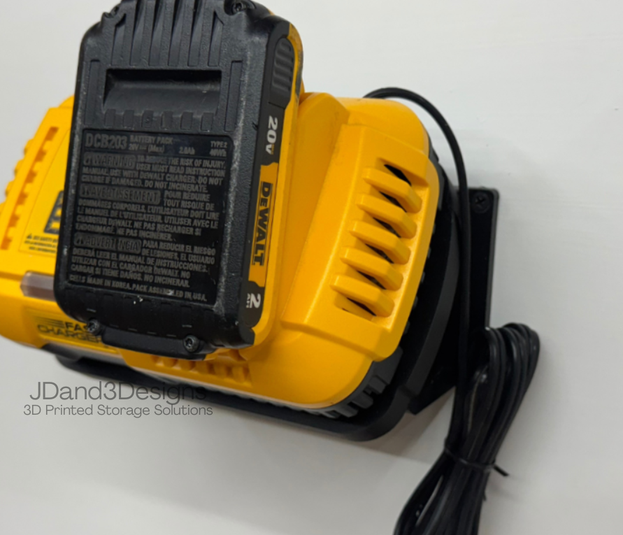 MOUNT for DCB118/DCB1106 Dewalt Battery Charger w/ removeable TOP CLAMP - Dewalt Wall Mount for 20v/60v Max Battery Charger