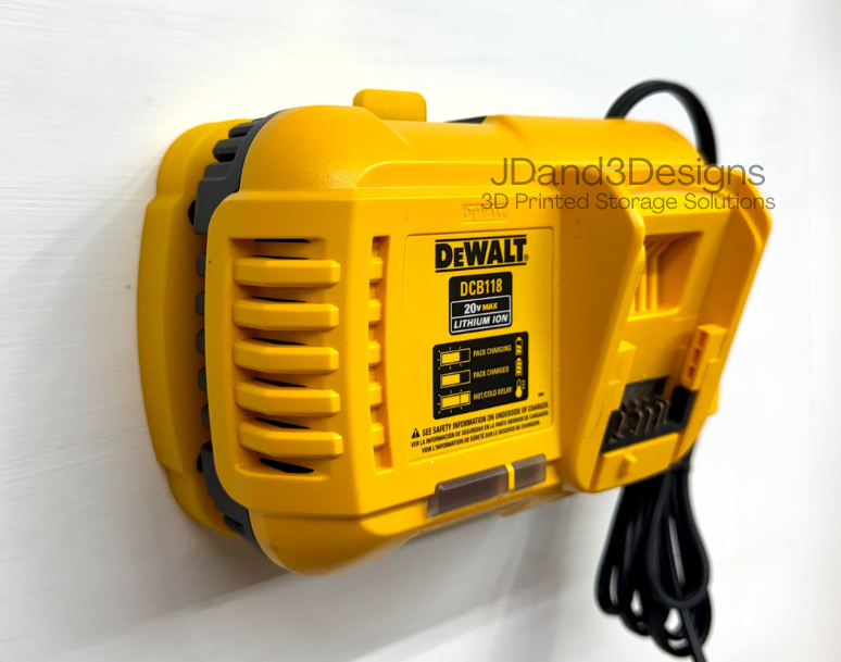 MOUNT for DCB118/DCB1106 Dewalt Battery Charger w/ removeable TOP CLAMP - Dewalt Wall Mount for 20v/60v Max Battery Charger