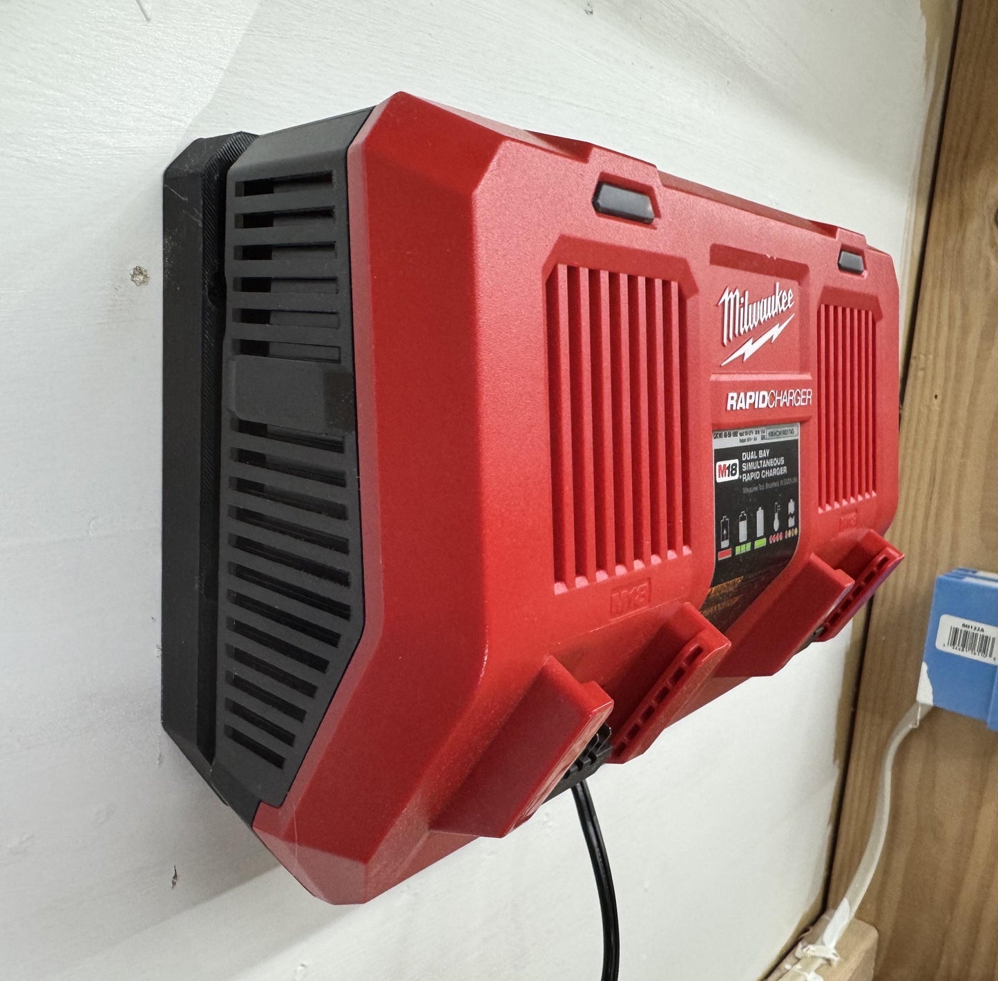 MOUNT for M18 Milwaukee Dual Rapid Charger- Double Milwaukee Wall Mount for M18 Batteries- Model 48-59-1802- Charger/Batteries not included